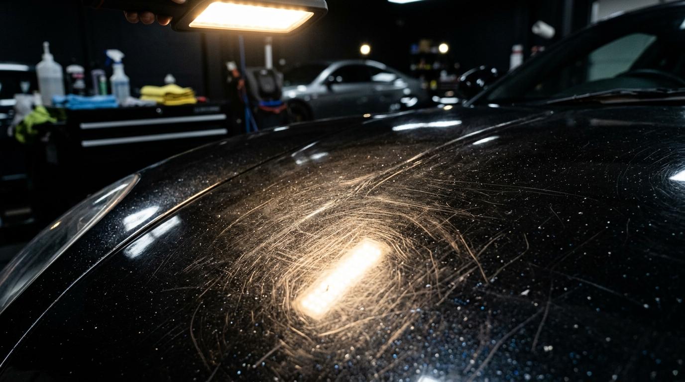 Before: Heavy Wash Scratches & Swirls
